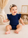 Flutter Sleeve Romper – Navy Blue