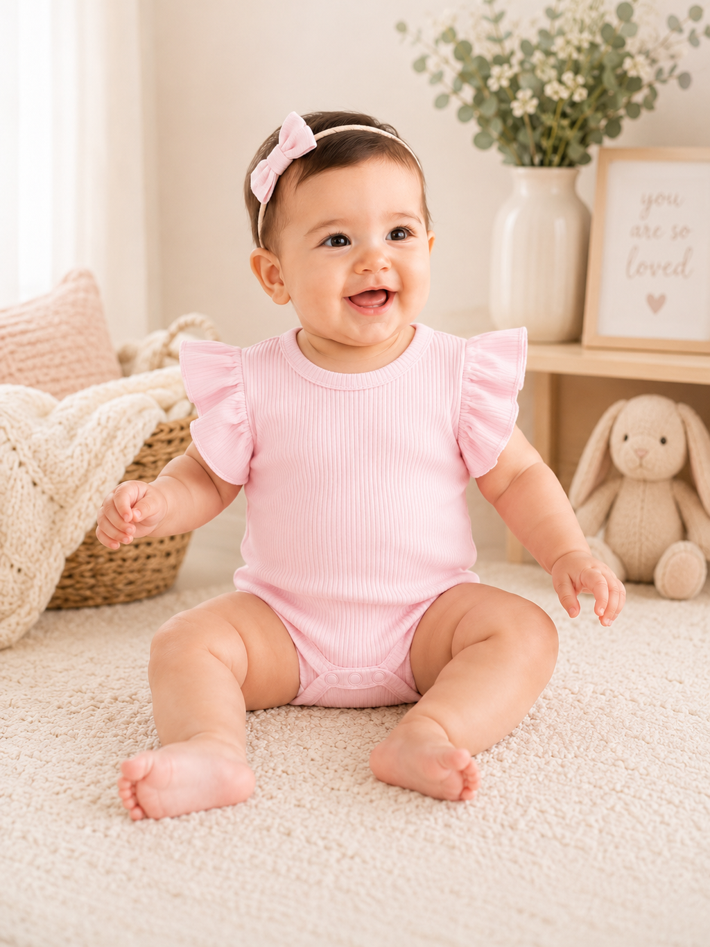 Flutter Sleeve Romper – Pink