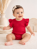 Flutter Sleeve Romper – Red