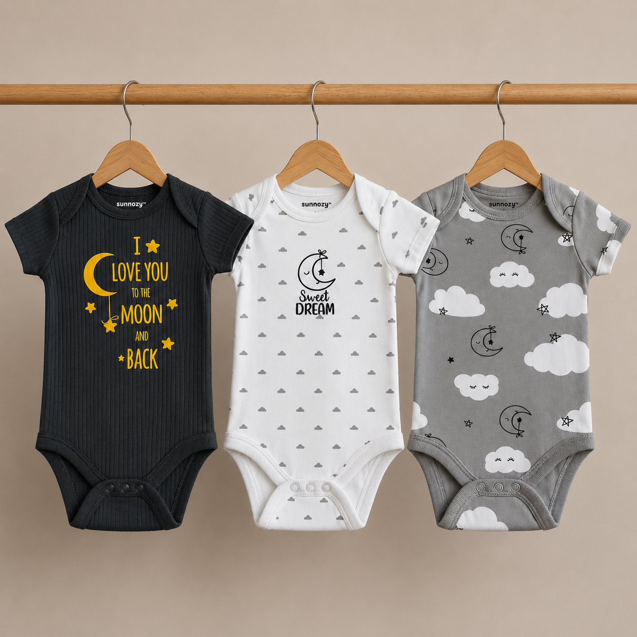 Pack of 3 Romper Set - Moon