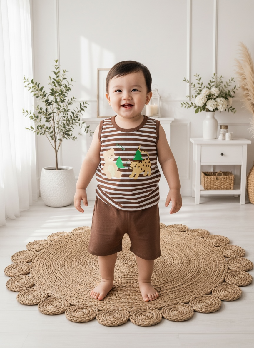 Summer Sleeveless Suit 2 piece - Bear & Tiger