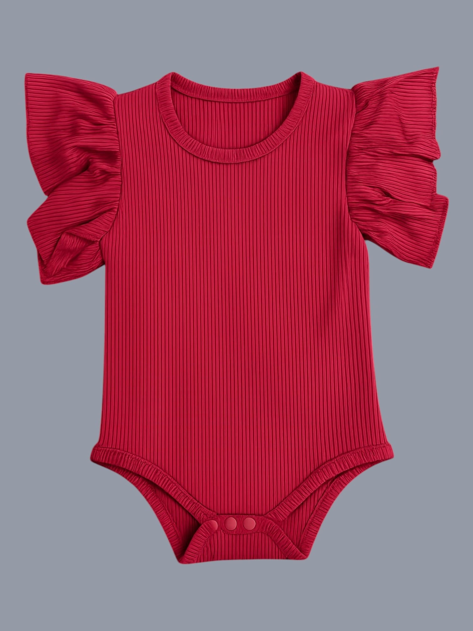 Flutter Sleeve Romper – Red