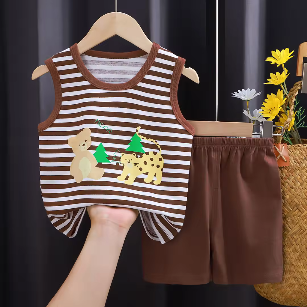 Summer Sleeveless Suit 2 piece - Bear & Tiger