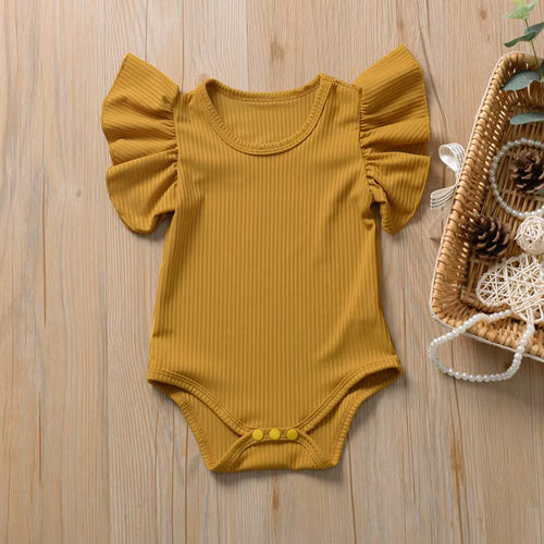 Flutter Sleeve Romper – Mustard